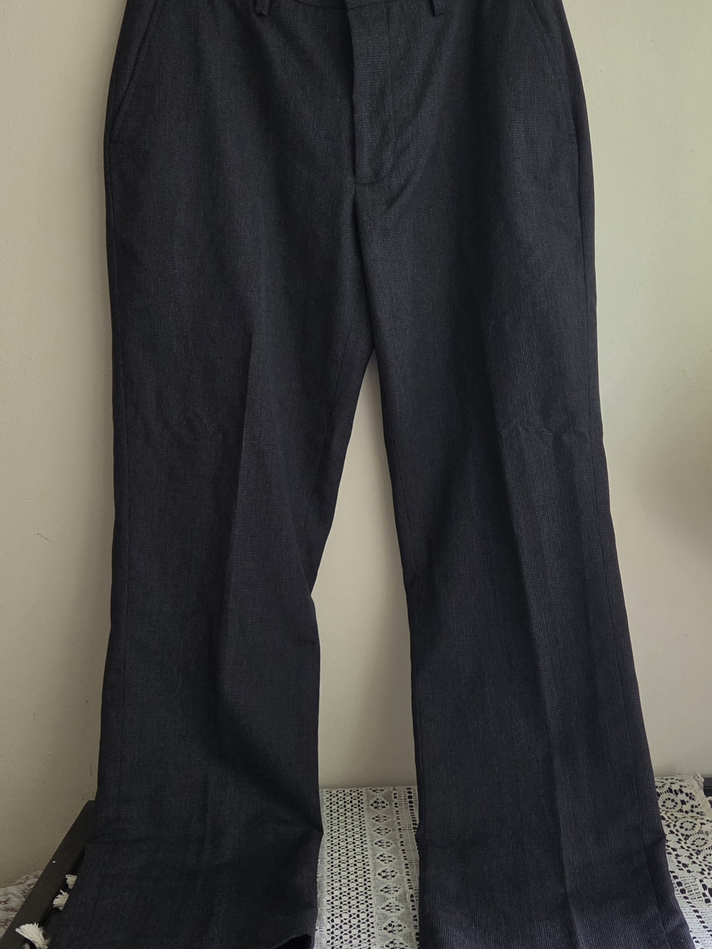 Kenneth Cole Reaction Mens Dress Pants 32x32 Black Charcoal Micro Pattern...